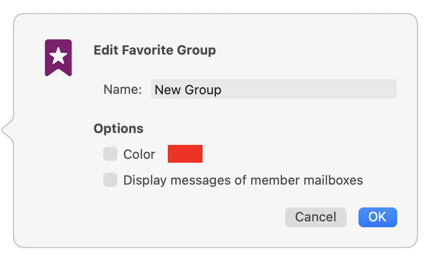 Edit Favorites group window